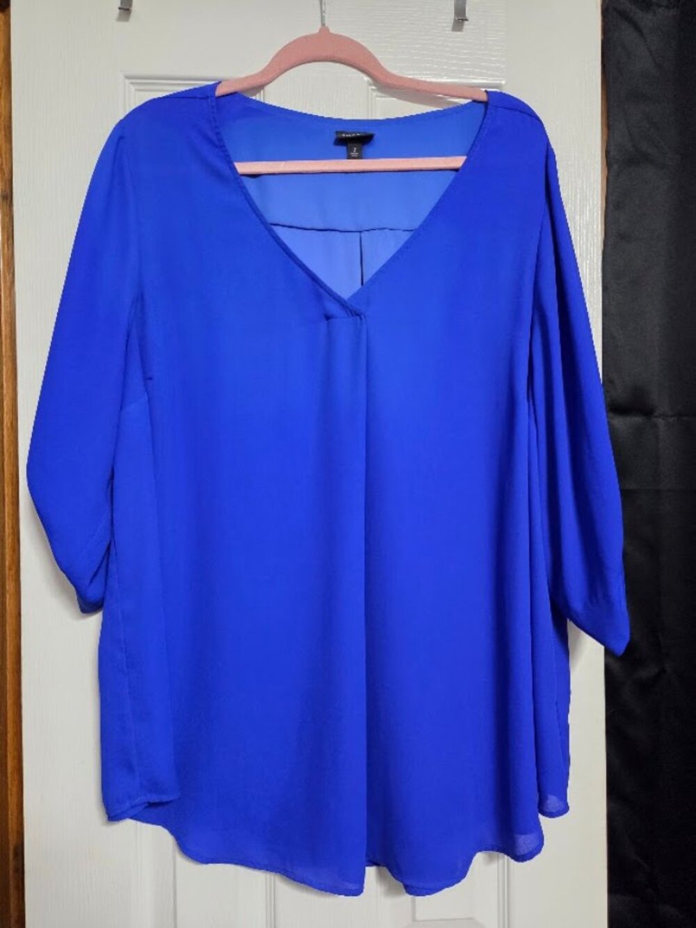 Torrid Cobalt Blue V Neck Roll Tab Sleeve Blouse Size 2 2X